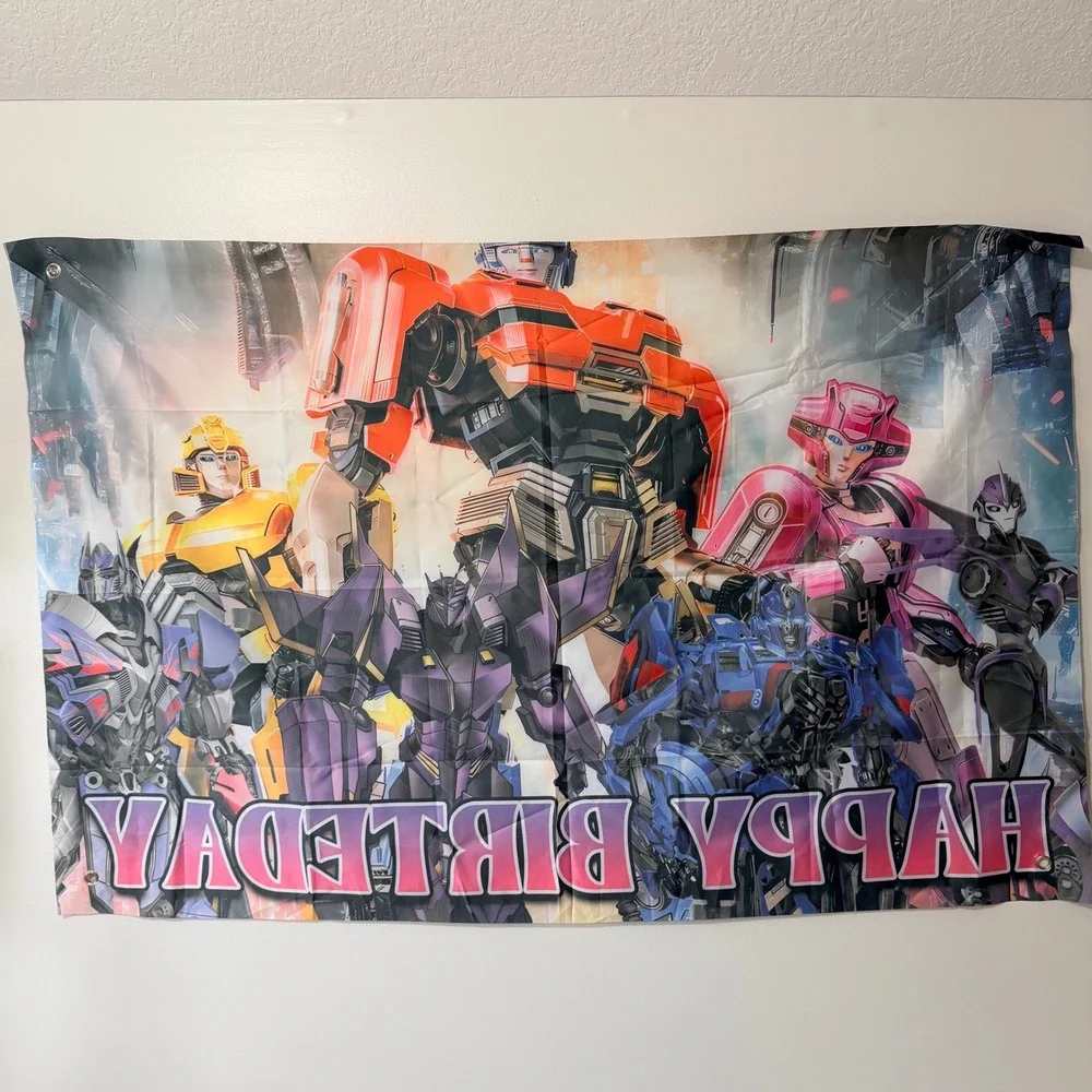 Transformers Happy Birteday Party Backdrop Banner Wall Hanging Decor 39